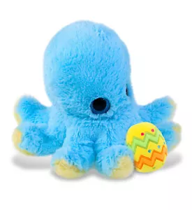 DolliBu Cute Big Eye Blue Octopus with Yellow Easter Egg Plush - 8.5 Inches - Picture 1 of 5