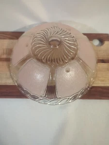 Antique Art Deco Ceiling Glass Shade Light Lamp Fixture Chandelier Pink 10" Dia - Picture 1 of 5