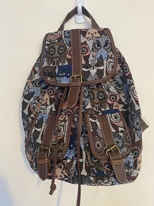 Owl backpack, brown owls bird bag, knapsack embroidered - Picture 1 of 8