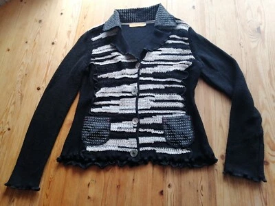 Biba Strickjacke Gr. L 44 46 Kragen schwarz gestreift - Bild 1 von 4