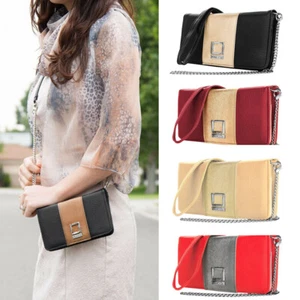 Women Fashion Faux Leather Shoulder Bag With Card Slot Wallet Case For iPhone 16 - Picture 1 of 29