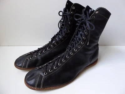 Vintage Brooks Leather High Top Boxing Wrestling Boots - Size 12- Black - Image 1 of 4
