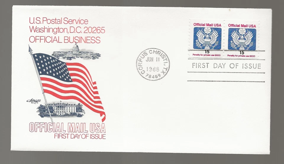 US Scott #O138A, First Day Cover 6/11/88 Corpus Christi Pair Official - Image 1 of 1