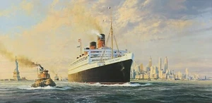 Farewell America by Robert Taylor, maritime art print of the Queen Mary - Picture 1 of 2