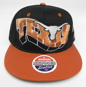 TEXAS LONGHORNS NCAA 2-TONE BLACK G-WAVE VINTAGE SNAPBACK ZEPHYR CAP HAT NEW! - Picture 1 of 8