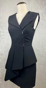 BCBGMAXAZRIA Sz 0 or 2 TAG MISSING Black Nikki Peplum Zippers Dress Sleeveless - Picture 1 of 9
