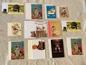 Konvolut 12 süße anthropomorphe Hunde Grußkarten Vintage - Bild 1 von 24