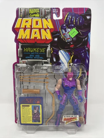 Iron Man Hawkeye Action Figure W/Bow & Arrow Arsenal 1995 ToyBiz Marvel Comics Cover