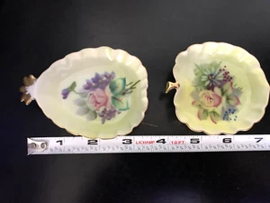 Vintage Trinket Vanity Dishes Porcelain Fruit Shaped Hand Painted Flowers Lot: 2 - Picture 1 of 4