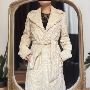 Max & Co Classics Beige Faux Fur Occasion Coat UK 8-10 Belted Wedding - Picture 1 of 21