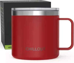 Stainless Steel 16 Oz Vacuum Insulated Coffee Mug with Handle and Lid Cherry Red - Picture 1 of 5