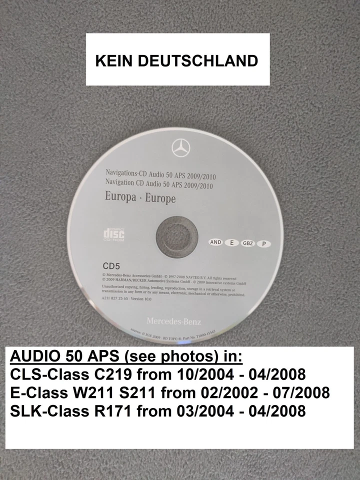 CD Navigation MERCEDES AUDIO 50 APS NTG1 SPANIEN PORTUGAL 2009/2010 SLK CLS E - Bild 1 von 3