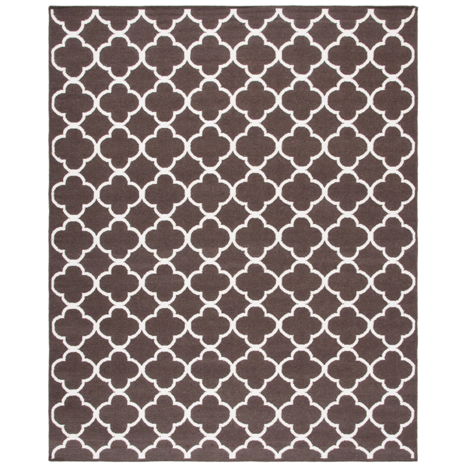 SAFAVIEH Dhurries DHU627C Handwoven Brown / Ivory Rug - Image 1 of 4