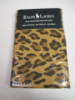 Nuevo Ralph Lauren Aragón Neutro Ginebra Leopardo 2 Fundas de Almohada Estándar Foto 1 de 3