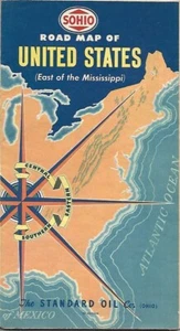 1949 SOHIO Road Map EASTERN UNITED STATES Florida Maine New Jersey Michigan Ohio - Picture 1 of 4