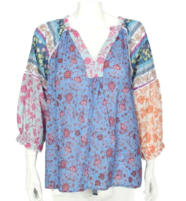 Sundance Astir 花卉衬衫上衣 M 码多色气球袖波西米亚小屋 850 — 第 1/4 张图片