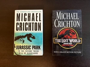 Jurassic Park & The Lost World 2 Books by Michael Crichton Mass Paperback - Picture 1 of 4