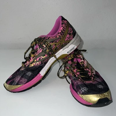 Scarpe da corsa ASICS Gel Noosa Tri 10 donna taglia 11 rosa caldo nero oro T5M9N - Immagine 1 di 4