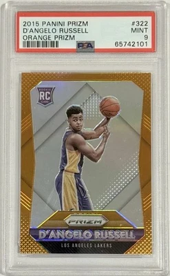 2015 Panini Prizm #322  D'Angelo Russell Orange Prizm Rookie RC /65 PSA 9 Lakers - image 1 of 2