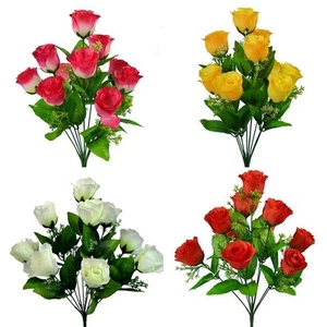 Exquisite Silk Rose Bud Bunch 10 Heads Artificial Flowers for Any Occasion - Picture 1 of 105