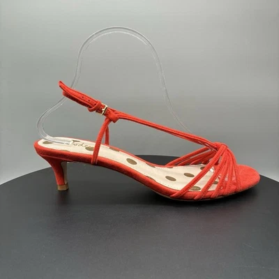 Sandalias Boden de gamuza con tiras y tacón de gatito 38 naranja para mujer Foto 1 de 4