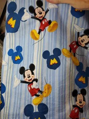 Sewing Fabric 2014 Springs Disney M For Mickey Mouse Blue Stripe 1.3yx42" Cotton - Image 1 of 3