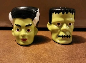 Nuevo Frankenstein Monstruo y Monstruo Novia Halloween Salero y Pimentero Coctelera Set - Imagen 1 de 8