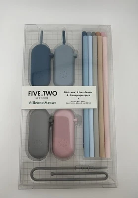 Juego de pajitas de silicona Five Two by Food52 10 pajitas 4 estuches de viaje 4 escobillas Foto 1 de 4