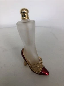 Vintage Satin Glass Leg Stiletto Shoe Perfume Bottle Jeweled Enamel Dauber - Picture 1 of 5