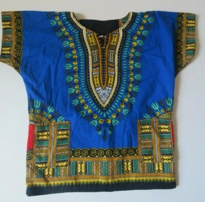 Camisa Dashiki Azul Africana Niño Talla S Foto 1 de 4