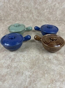 Set of Four Stoneware Soup Pots/Casseroles w/ Lids French Onion U.S.A. 70's - Picture 1 of 10