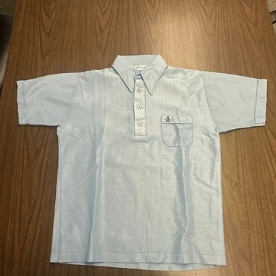 Пингвин рубашка винтажный 70-х или 80-х Grand Slam Munsingwear Baby синий вафель поло L - Изображение 1 из 4