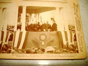 Tarjeta Underwood Stereoview 1901 PRESIDENTE MCKINLEY JURAMENTO DE OFICINA SIN PRECIO BASE - Imagen 1 de 2