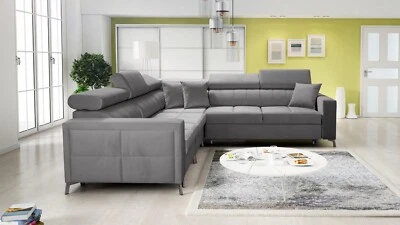 Ecksofa mit Schlaffunktion Simi IV L-Form Sofa mit Bettkasten Samtoptik 26 - Bild 1 von 4
