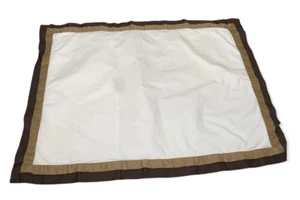 Restoration Hardware Pillow Sham Made Italy Bold Border Brown Beige Trim Cotton - Picture 1 of 6