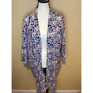 G. Mi open front Cardigan duster, one size; floral print, pockets, open duster - Picture 1 of 6