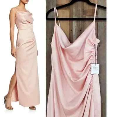 Nuevo con etiquetas Vestido sin Mangas Lavandería Shelli Segal Talla 6 Acanalado Satén Vestido Rubor Rosa Boda Foto 1 de 4