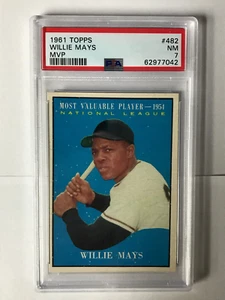 Willie Mays Gigantes de San Francisco 1961 Topps Béisbol #482 Jugador Más Valioso PSA 7 Gran Color - Imagen 1 de 2