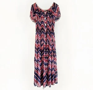 Fig & Flower Women’s Sheer Tiered Dress Size 2X Multicolor Short Sleeves Retro - Picture 1 of 14