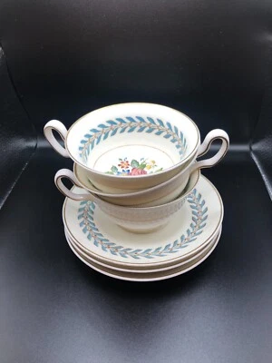 3 Sets Wedgwood Woodstock Footed Cup & Saucer Sets Excellent Condition, See More - Image 1 of 3