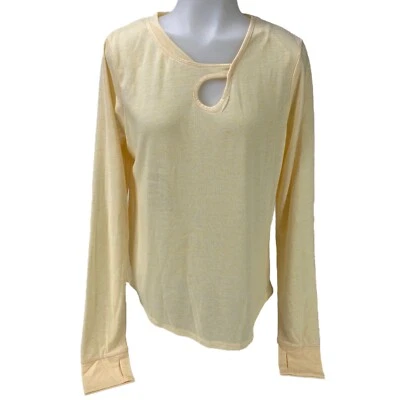 Camisa Top Jeanne Pierre Para Mujer MEDIANA Manga Larga Ojo de Cerradura Amarillo Limón Brezo Foto 1 de 4