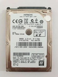 HTS547550A9E384, PN: 0J27701, MLC: DA4755, Hitachi 500Gb 2.5" HDD - Imagen 1 de 2