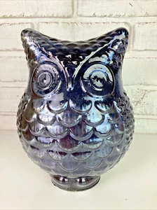 Blue Mercury Glass Big Eyed Owl Figurine Vintage 10" Tall - Picture 1 of 6