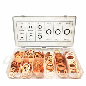 400pcs 9 Values Metric Copper Flat Ring Washers Gaskets Assortment Kit - Picture 1 of 9