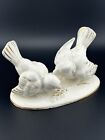 Vintage Erphila Germany Birds Figurine White Porcelain Gold Accents