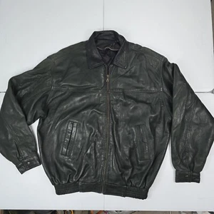 CHAQUETA BOMBER VINTAGE DE CUERO SUAVE VERDE 3X SIN MARCA PARA HOMBRE FALTA FORRO - Imagen 1 de 13