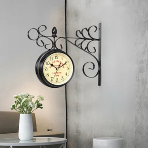 Double-Sided Wall Clock Wall Hanging Clock LivingRoom Bedroom Study Garden Decor - Picture 1 of 13