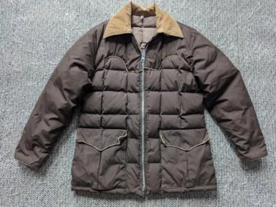 vintage USA made 1970s puffer GERRY goose down XL brown WESTERN ski coat jacket - image 1 of 4