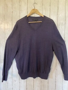 Maglione Kenneth Roberts uomo XL scollo a V misto lana viola lusso senza tempo - Foto 1 di 9