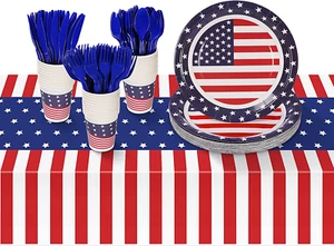 Patriotic Party Supplies,152Pcs American Flag Themed Party Set,4Th of July Decor - Picture 1 of 12